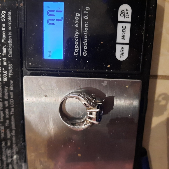 Authentic genuine solid sterling silver DIAMONELLE CZ Tanzanite ring Large Wide5 - Picture 7 of 9